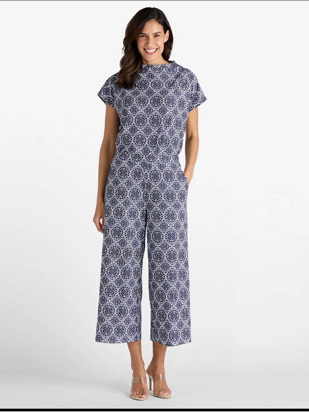 Jude Connally Navy & White Geometric Lounge Top and Pants Set - Picture 3 of 5